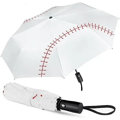 Baseball Umbrella Compact, Automatic Windproof Travel Sports Umbrella | Sturdy In Wind Collapsible & Portable For Trips and Commute. For Men, Women & All Ages. One-Button Open - 1