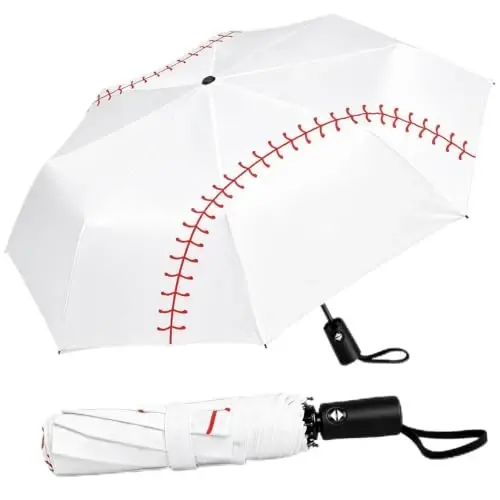 Baseball Umbrella Compact, Automatic Windproof Travel Sports Umbrella | Sturdy In Wind Collapsible & Portable For Trips and Commute. For Men, Women & All Ages. One-Button Open - 1