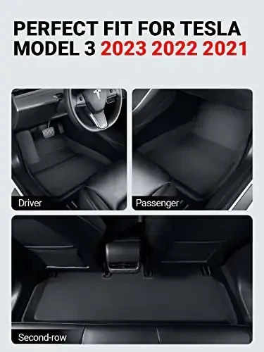 BASENOR 6PCS Floor Mats for Tesla Model 3 All-Weather Full Set Mats Anti-Slip Cargo Liner 3D Rear Cargo Tray Trunk Mat Car Mats Custom Fit Model 3 Accessories 2021-2023 - MODAZONE (1)