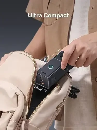 Baseus Power Strip Surge Protector 1200J - PD20W USB C Charger Extension Cord with 3 AC Outlets & 3 USB Port Fast Charging Charging Station for Office Dorm Room Home - 6