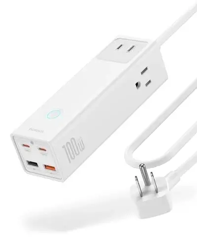 Baseus Power Strip Surge Protector 1200J - PD100W USB C Charger Extension Cord with 3 AC Outlets & 3 USB Port Fast Charging Charging Station for Office Dorm Room Home - 1