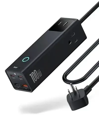 Baseus Power Strip Surge Protector 1200J - PD100W USB C Charger Extension Cord with 3 AC Outlets & 3 USB Port Fast Charging Charging Station for Office Dorm Room Home 