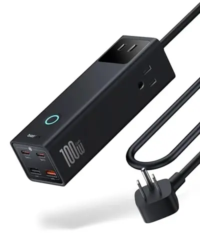Baseus Power Strip Surge Protector 1200J - PD100W USB C Charger Extension Cord with 3 AC Outlets & 3 USB Port Fast Charging Charging Station for Office Dorm Room Home - 1
