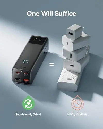 Baseus Power Strip Surge Protector 1200J - PD100W USB C Charger Extension Cord with 3 AC Outlets & 3 USB Port Fast Charging Charging Station for Office Dorm Room Home - 5