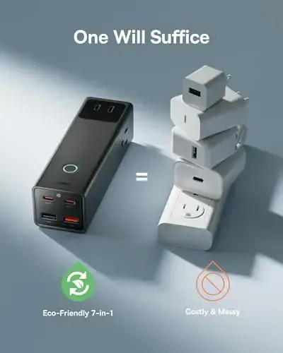 Baseus Power Strip Surge Protector 1200J - PD100W USB C Charger Extension Cord with 3 AC Outlets & 3 USB Port Fast Charging Charging Station for Office Dorm Room Home - 5