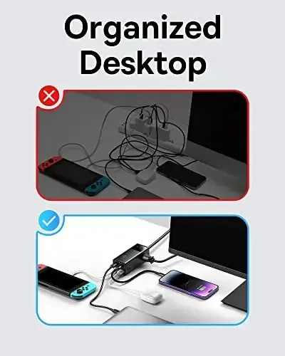 Baseus Power Strip Surge Protector 1200J - PD65W USB C Charger Extension Cord with 3 AC Outlets & 4 USB Port Fast Charging Charging Station for Office Dorm Room Home - 5