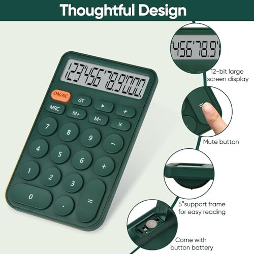 Basic 4 Function Calculator for Students and Office: Small, Portable, and Easy-to-use - Suitable for School and Office Essentials - 2