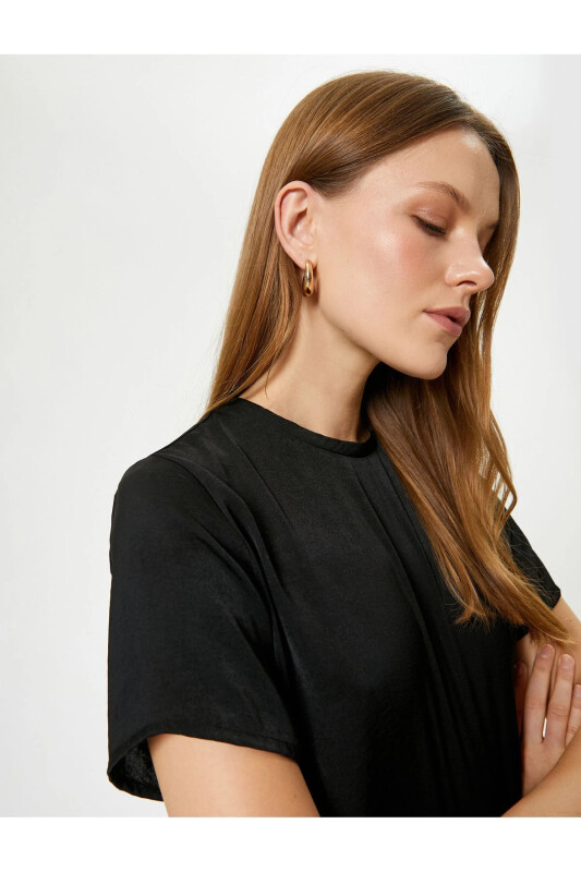 Basic Blouse Aerobic Satin Fabric Short Sleeve Bicycle - KOTON