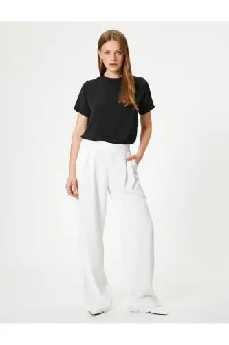 Basic Blouse Aerobic Satin Fabric Short Sleeve Bicycle - KOTON (1)