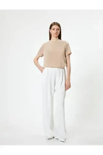 Basic Blouse Aerobin Satin Fabric Short Sleeve Bicycle - KOTON (1)