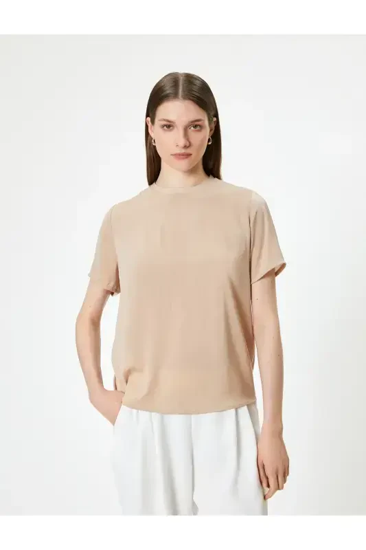 Basic Blouse Aerobin Satin Fabric Short Sleeve Bicycle - 3