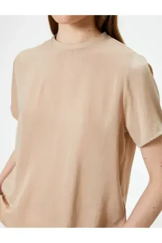 Basic Blouse Aerobin Satin Fabric Short Sleeve Bicycle - 5