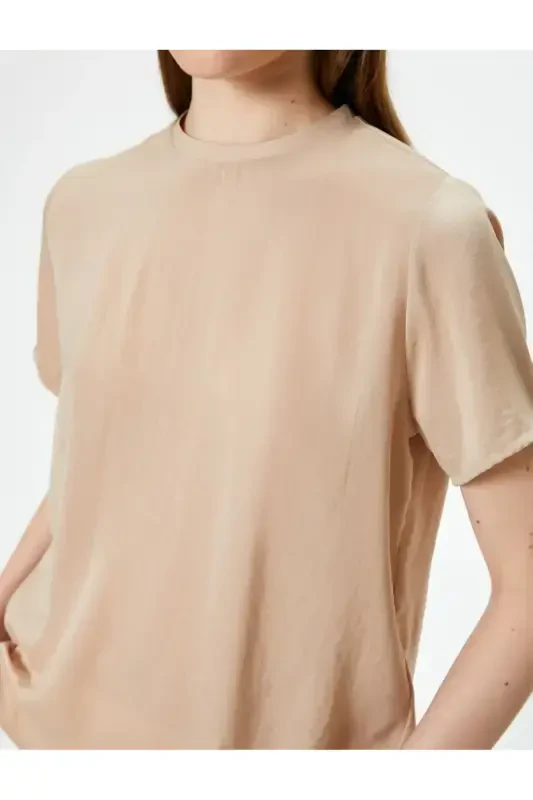 Basic Blouse Aerobin Satin Fabric Short Sleeve Bicycle - 5