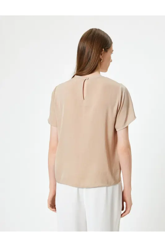 Basic Bluz Aerobin Saten Mato Qisqa Yengli Velosiped - 4