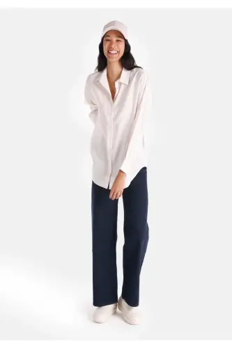 Basic ecru long sleeve shirt for women - 3