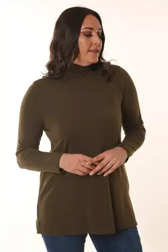 Basic Half Fisherman Khaki Blouse - 3