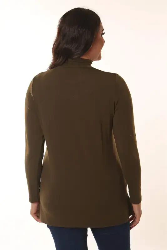 Basic Half Fisherman Khaki Blouse - 4