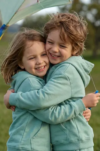 Basic Hooded Fleece Kangaroo Pocket Detailed Kids Sweatshirt 3-10 Years Old Sea Green-Sea Green - 3