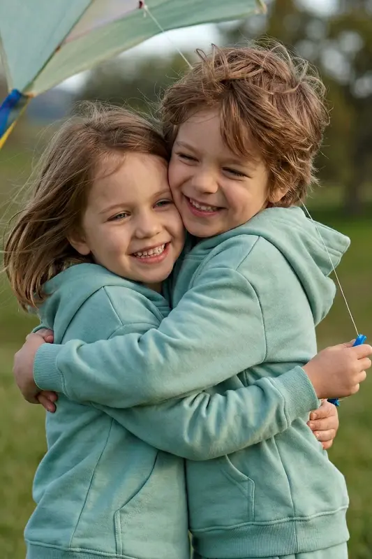 Basic Hooded Fleece Kangaroo Pocket Detailed Kids Sweatshirt 3-10 Years Old Sea Green-Sea Green - 3