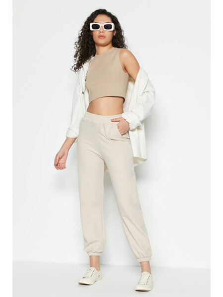 Basic Jogger Sweatpants 802 Cream - 2