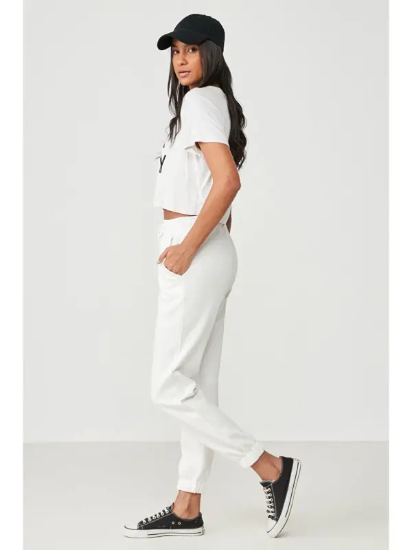 Basic Jogger Sweatpants 802 Ecru-Ecru - 2