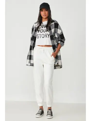 Basic Jogger Sweatpants 802 Ecru-Ecru - 3