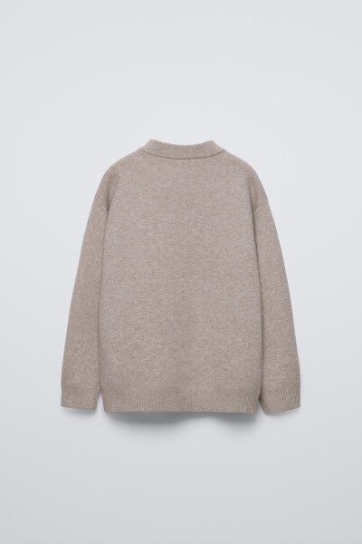 BASIC KNIT PULLOVER-Sand/Maroon - 3