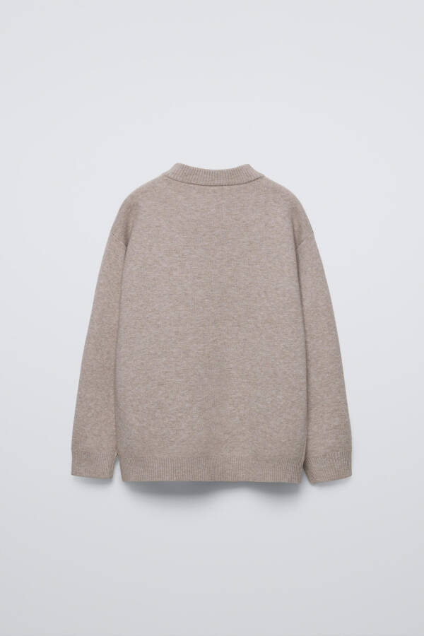 BASIC KNIT PULLOVER-Sand/Maroon - 3