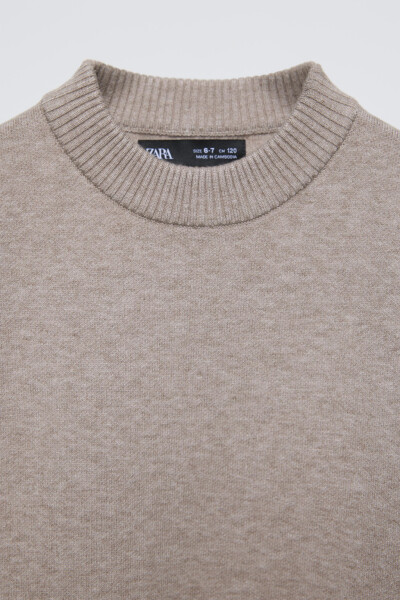 BASIC KNIT PULLOVER-Sand/Maroon - 4