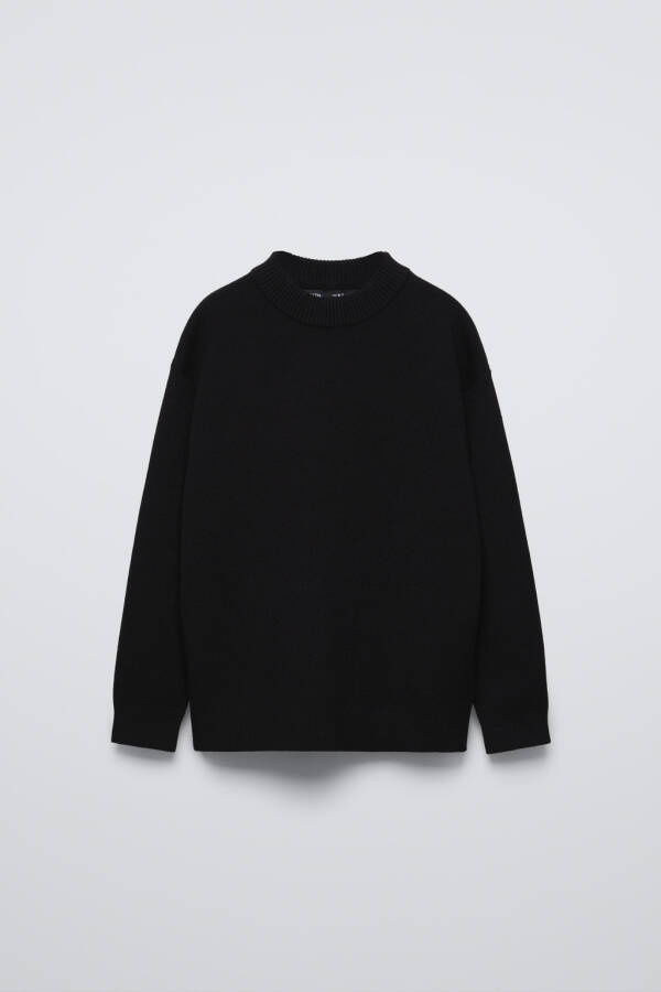 BASIC KNIT SWEATER-Black - 1