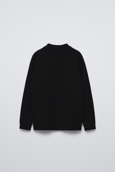 BASIC KNIT SWEATER-Black - 2