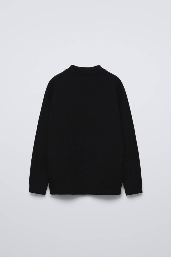 BASIC KNIT SWEATER-Black - 2