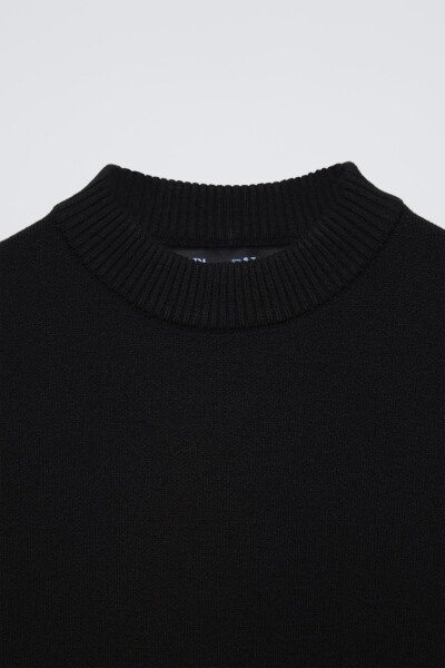 BASIC KNIT SWEATER-Black - 3