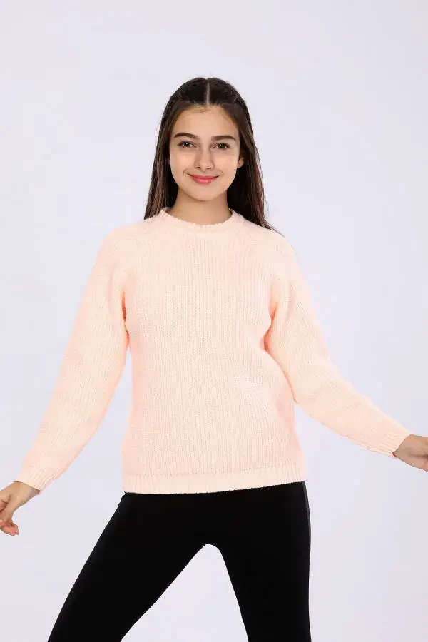 Basic knit sweater for girls aged 4-13. - 1