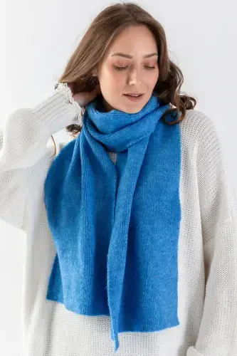 BASIC KNITTED SCARF-BLUE - AJOUR TRİKO (1)