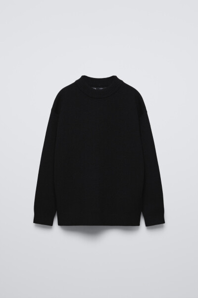 BASIC KNITTED SWEATER-Black - 3