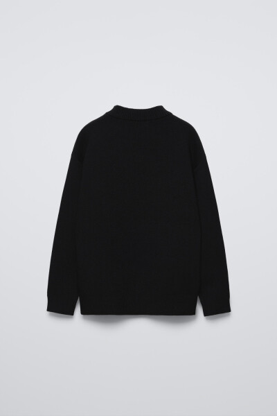 BASIC KNITTED SWEATER-Black - 4