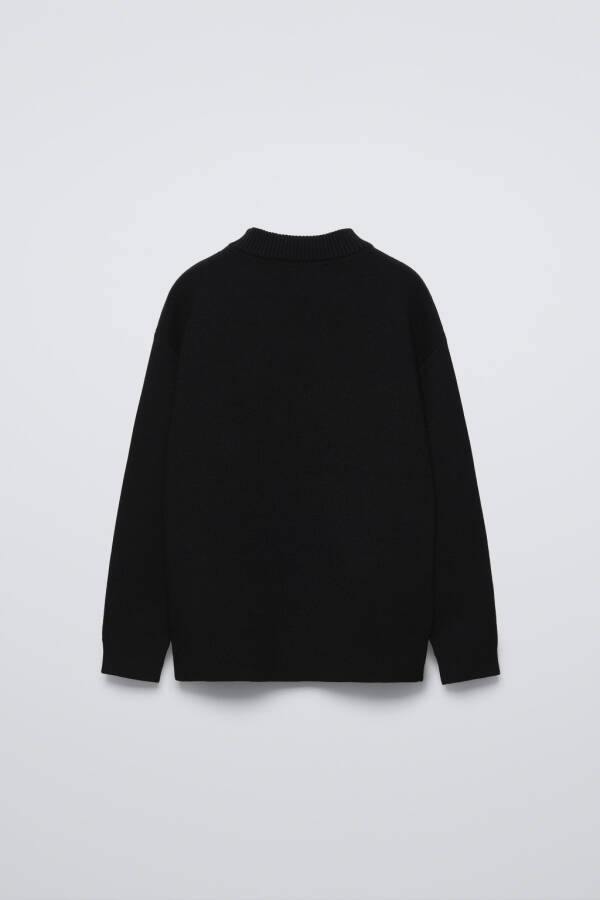 BASIC KNITTED SWEATER-Black - 4