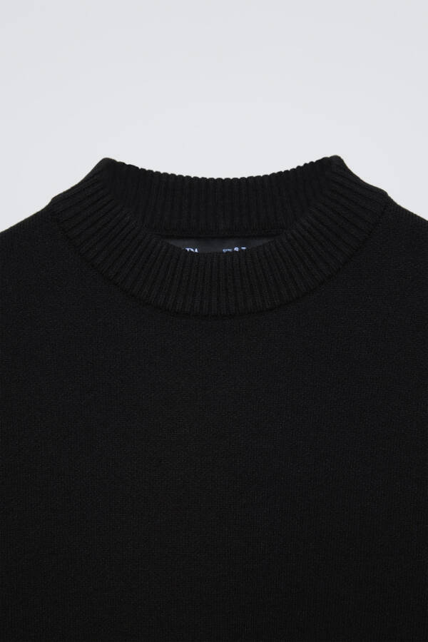 BASIC KNITTED SWEATER-Black - 5