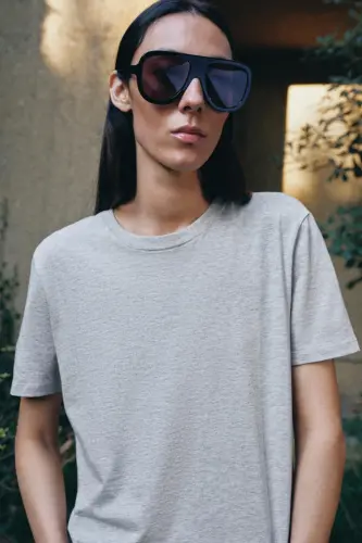 BASIC KOTON T-SHIRT-Gri marn - ZARA (1)