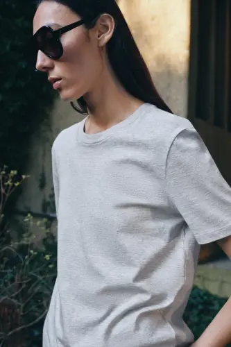 BASIC KOTON T-SHIRT-Gri marn - 3