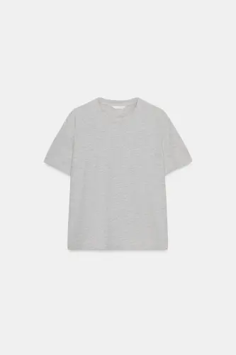 BASIC KOTON T-SHIRT-Gri marn - 5