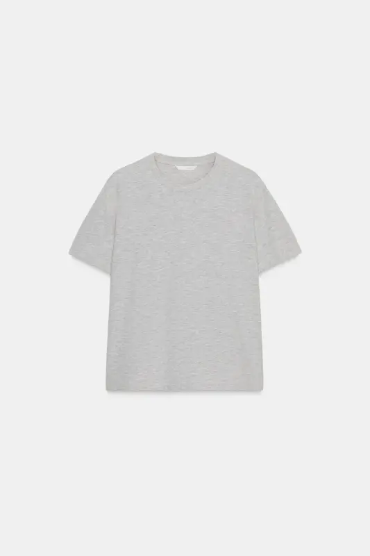 BASIC KOTON T-SHIRT-Gri marn - 5