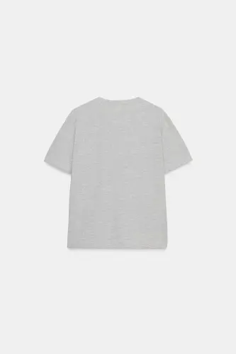 BASIC KOTON T-SHIRT-Gri marn - 6