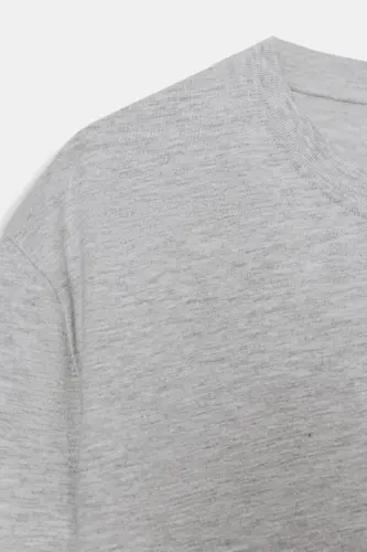 BASIC KOTON T-SHIRT-Gri marn - 7