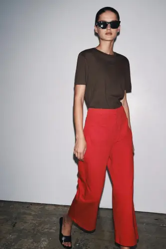 BASIC KOTON T-SHIRT-Kahverengi 
