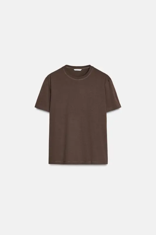 BASIC KOTON T-SHIRT-Kahverengi - 5