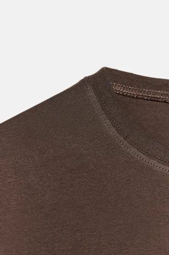 BASIC KOTON T-SHIRT-Kahverengi - 7