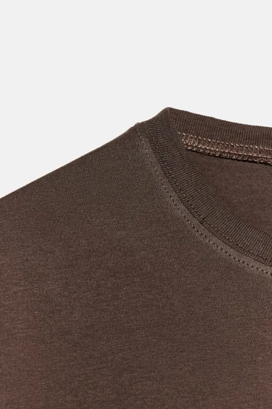 BASIC KOTON T-SHIRT-Kahverengi - 7