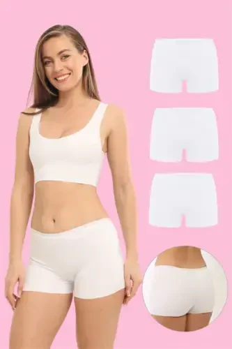 Basic Laser Cut Seamless Women's Boxer Briefs 3 Pack White - 1